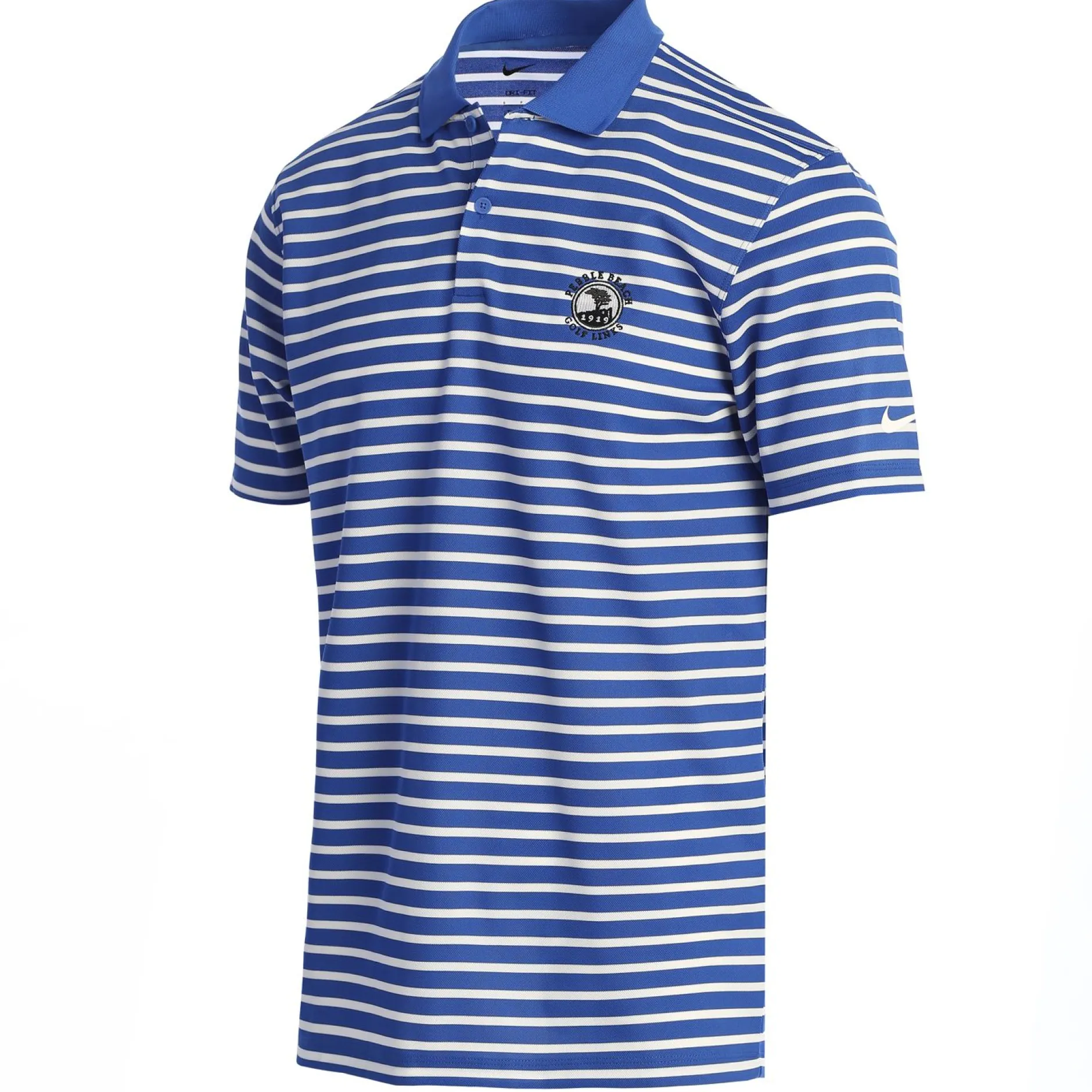 Men Pebble Beach Men's Dri-Fit Wide Stripe Polo By Nike
