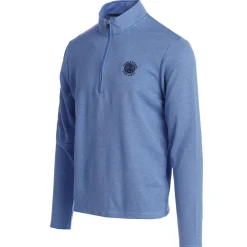 Men Pebble Beach Men's 3-Stripes Blue Fusion 1/4 Zip By Adidas