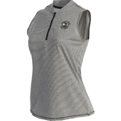 Pebble Beach Women's Sleeveless 1/2 Zip Stripe Polo By Adidas
