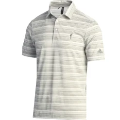 Men Pebble Beach Spanish Bay Heather Stripe Snap Collar Polo By Adidas